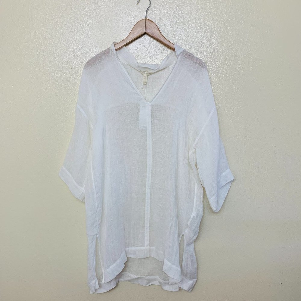 Eileen Fisher Organic Linen Gauze Tunic Top - Picture 3 of 14